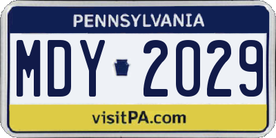 PA license plate MDY2029