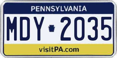 PA license plate MDY2035