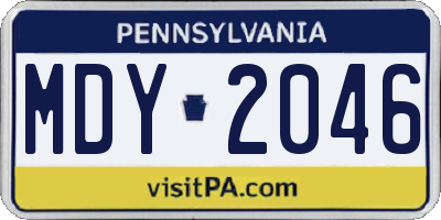 PA license plate MDY2046