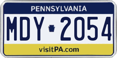 PA license plate MDY2054