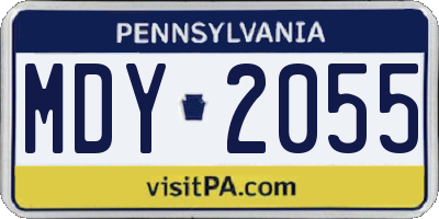 PA license plate MDY2055