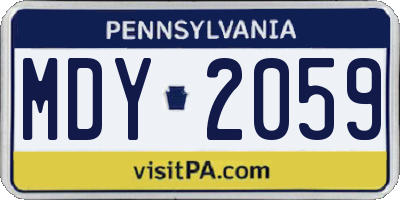 PA license plate MDY2059