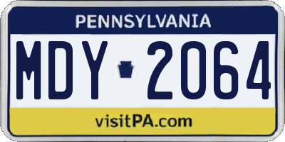 PA license plate MDY2064