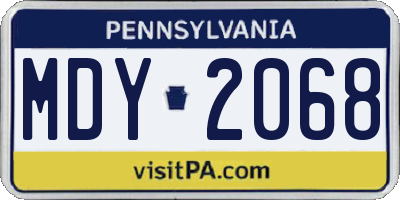 PA license plate MDY2068