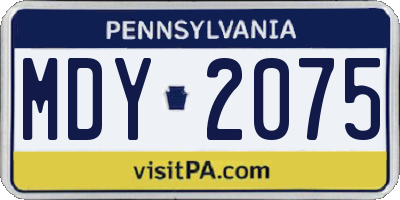 PA license plate MDY2075