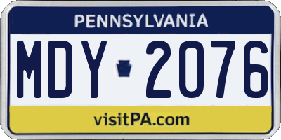 PA license plate MDY2076