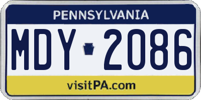 PA license plate MDY2086