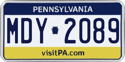 PA license plate MDY2089
