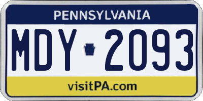 PA license plate MDY2093