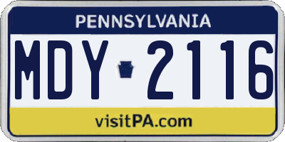 PA license plate MDY2116