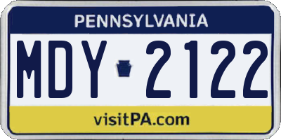 PA license plate MDY2122