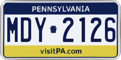PA license plate MDY2126
