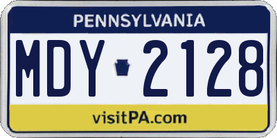 PA license plate MDY2128