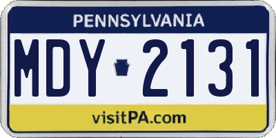 PA license plate MDY2131