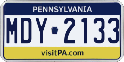 PA license plate MDY2133