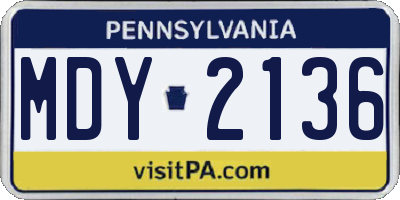 PA license plate MDY2136