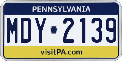 PA license plate MDY2139