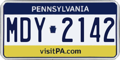PA license plate MDY2142