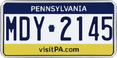 PA license plate MDY2145