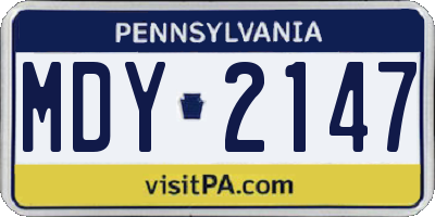 PA license plate MDY2147