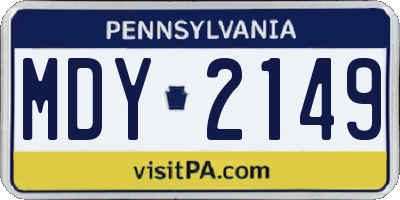 PA license plate MDY2149