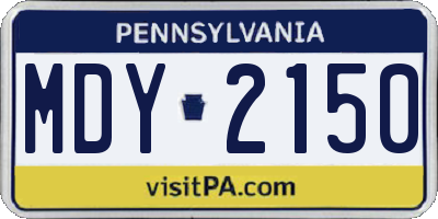 PA license plate MDY2150