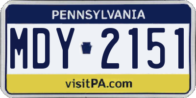 PA license plate MDY2151