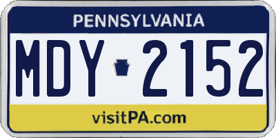 PA license plate MDY2152