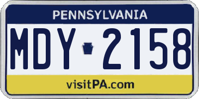 PA license plate MDY2158