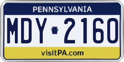 PA license plate MDY2160
