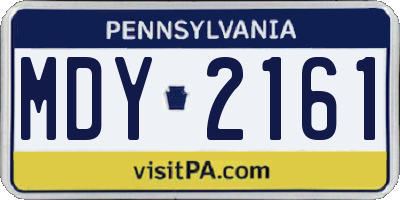 PA license plate MDY2161