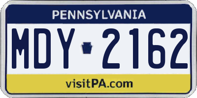 PA license plate MDY2162