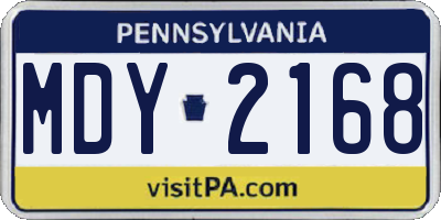 PA license plate MDY2168