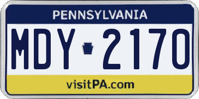 PA license plate MDY2170