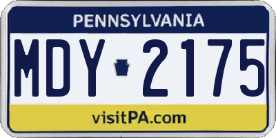 PA license plate MDY2175