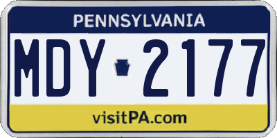 PA license plate MDY2177