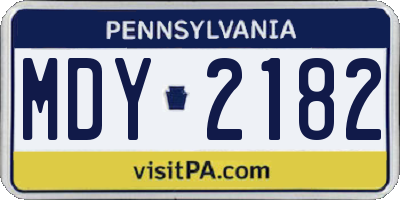 PA license plate MDY2182