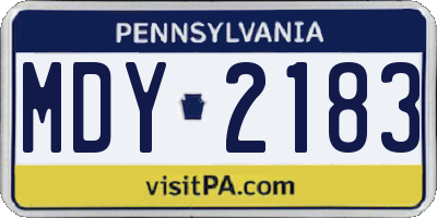 PA license plate MDY2183