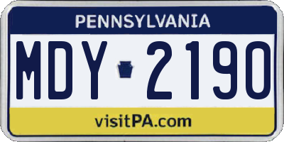PA license plate MDY2190