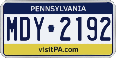 PA license plate MDY2192