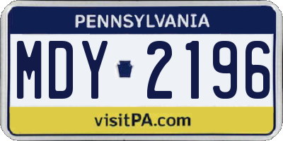 PA license plate MDY2196
