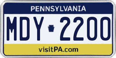PA license plate MDY2200