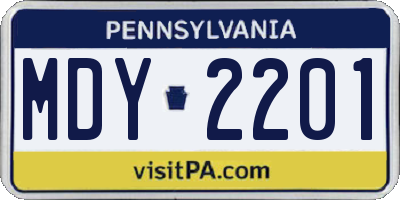 PA license plate MDY2201