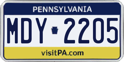 PA license plate MDY2205