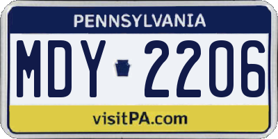 PA license plate MDY2206