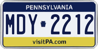 PA license plate MDY2212