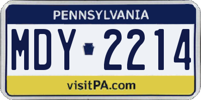 PA license plate MDY2214