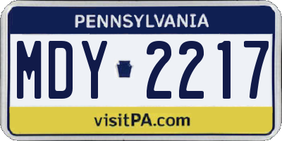 PA license plate MDY2217