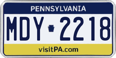 PA license plate MDY2218