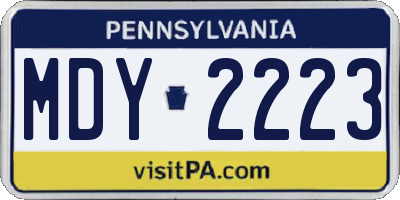 PA license plate MDY2223